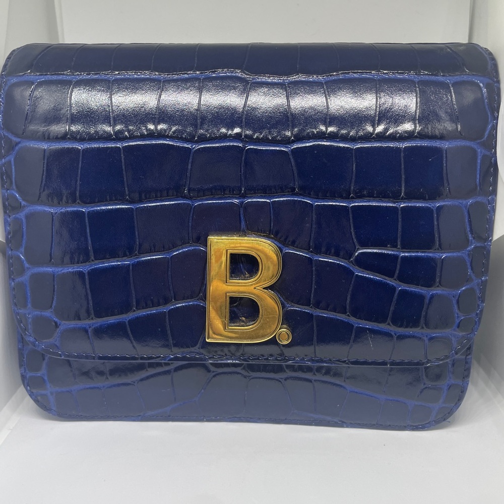 Balenciaga Small Embossed Croc B Navy Bag
